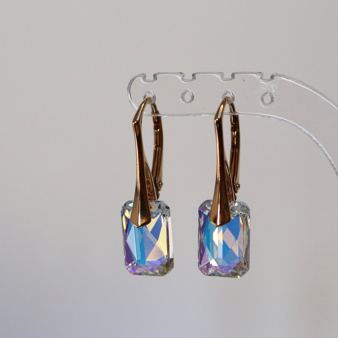 Ohrringe mit Swarovski-Kristallen, AB-Kristall, Silber vergoldet, NOEMIE