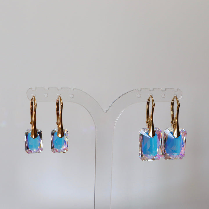 Ohrringe mit Swarovski-Kristallen, AB-Kristall, Silber vergoldet, NOEMIE