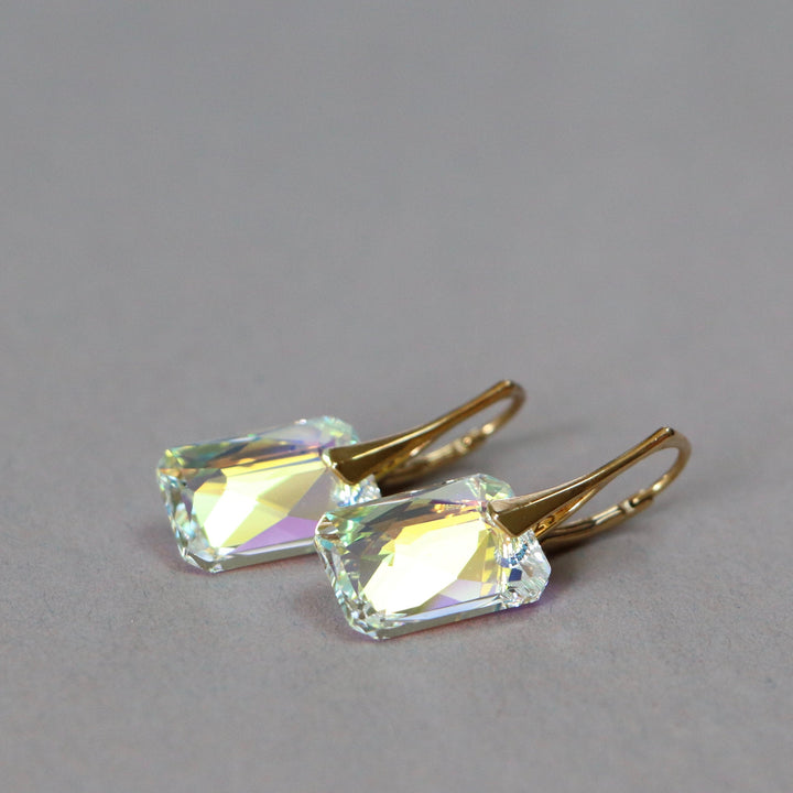 Ohrringe mit Swarovski-Kristallen, AB-Kristall, Silber vergoldet, NOEMIE