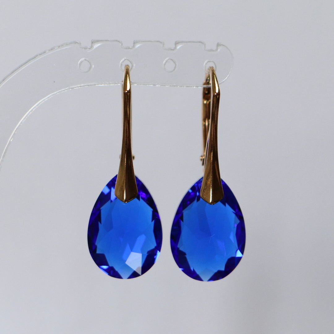 Ohrringe mit Swarovski-Kristallen, Silber vergoldet, blau, KATE