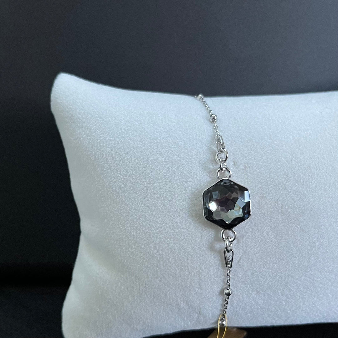 Bracelet avec cristaux Swarovski, collection HONEY, gris argenté, argent rhodié