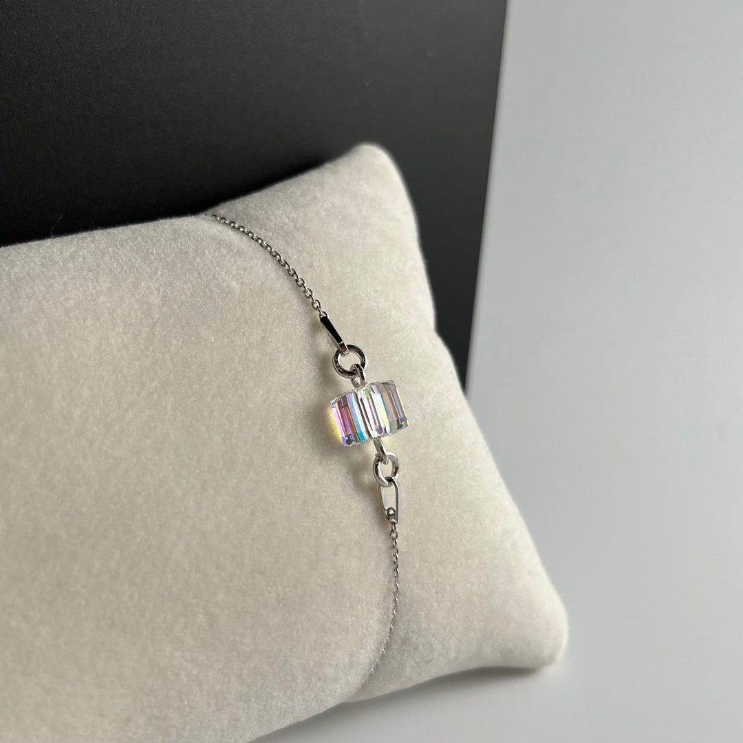 Bracelet avec cristaux Swarovski, cristal AB, argent rhodié, CARRE