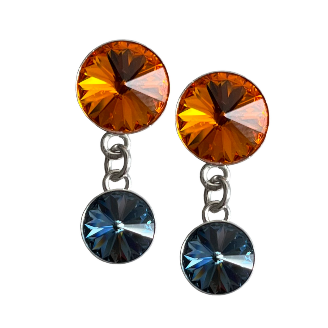 Boucles d'oreilles avec cristaux Swarovski, J259, argent rhodié, TRIO
