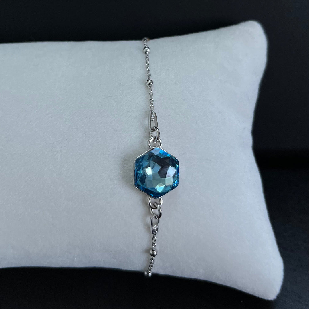 Bracelet avec cristaux Swarovski, collection HONEY, bleu clair, argent rhodié