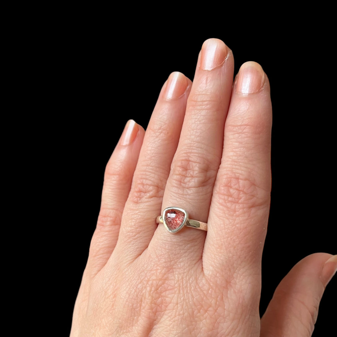 Silver ring with strawberry quartz - size 52 - BS113