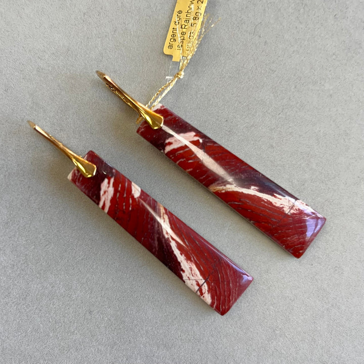 Earrings with red jasper, in silver