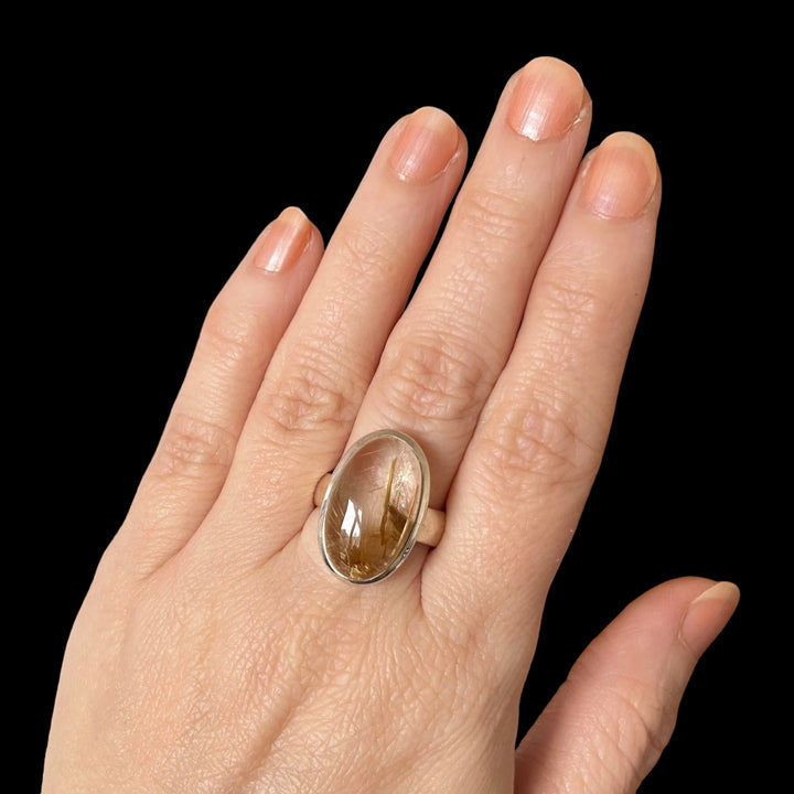 Silver ring with rutilated quartz - size 60 - BS012