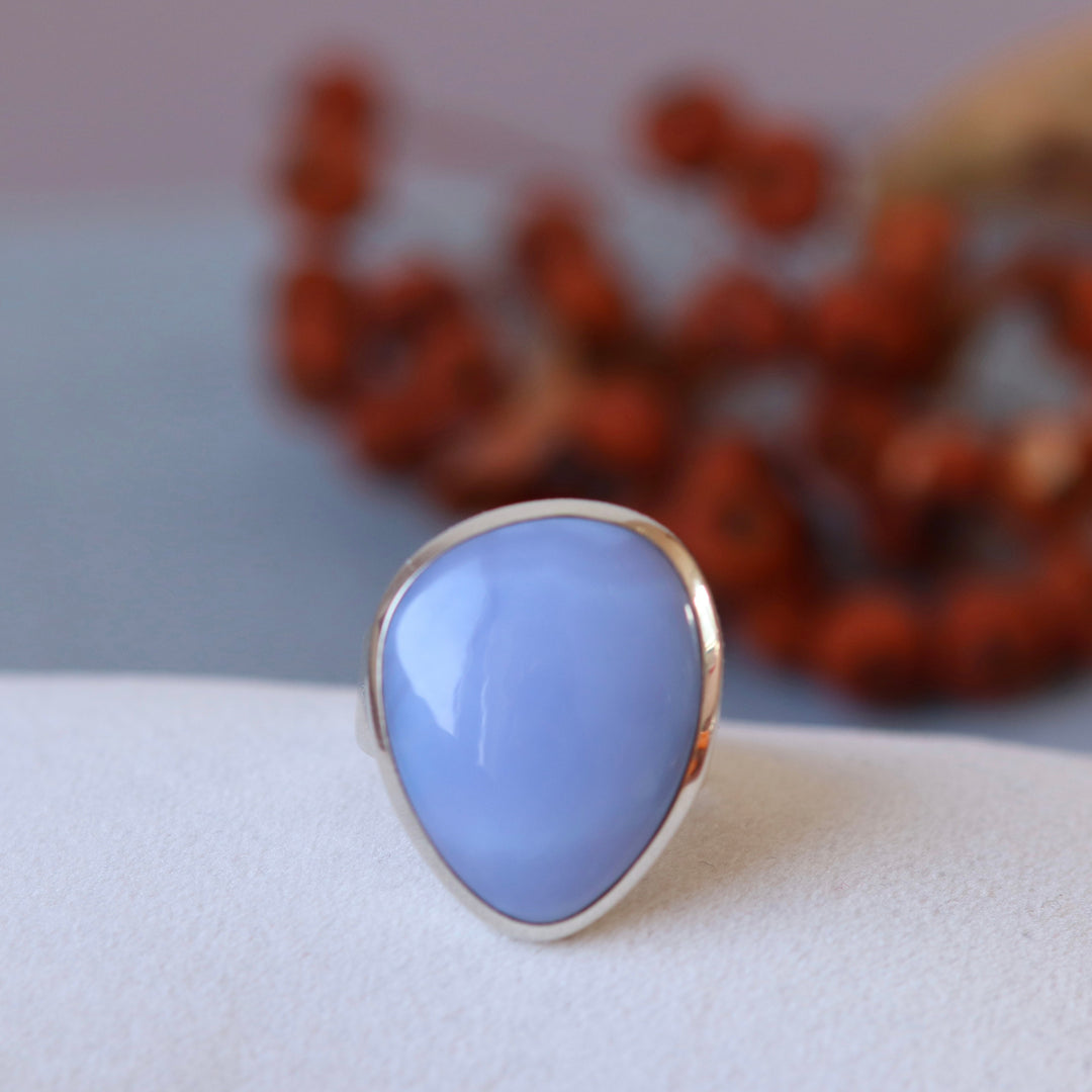 Silberner Chalcedonring – Größe 60 – BS063