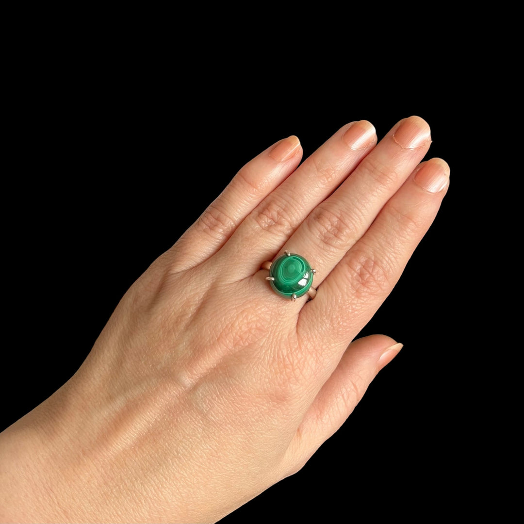 Silberring mit Malachit - Größe 59 - BS114