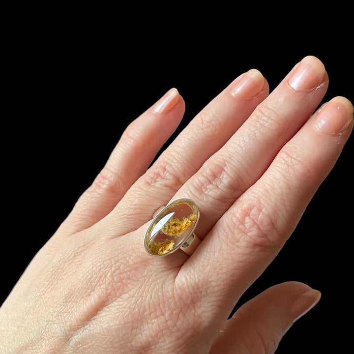 Silver ring with lodolite quartz - size 57 - BS037