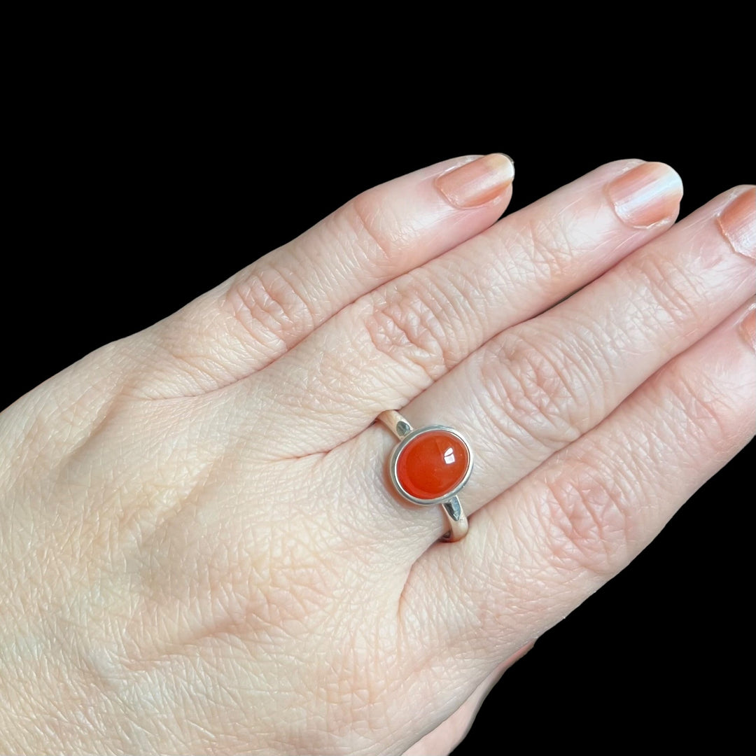 Silver carnelian ring - size 58 - BS077