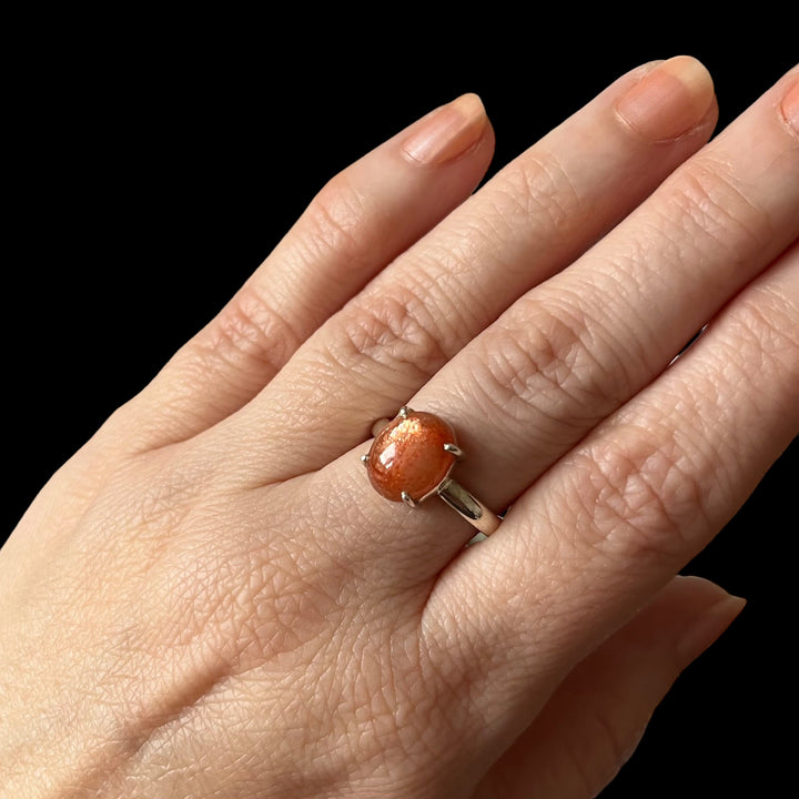 Silver sunstone ring - size 56 - BS097