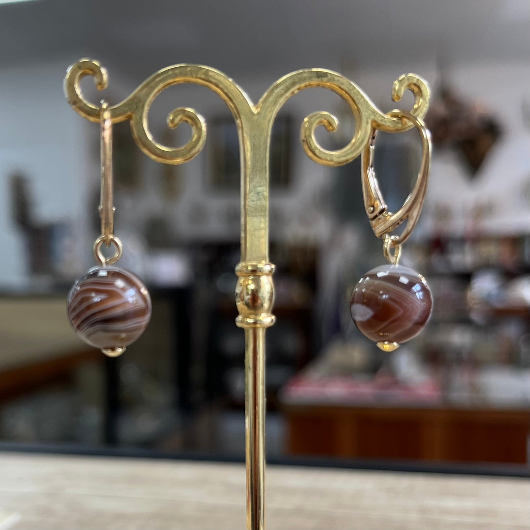 Earrings with agate, in silver