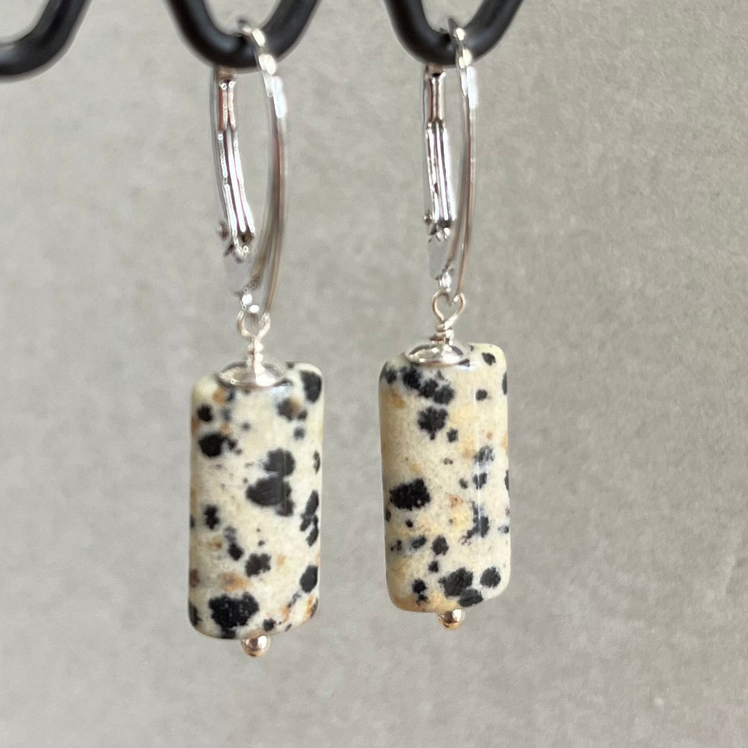 Earrings with jasper, in silver