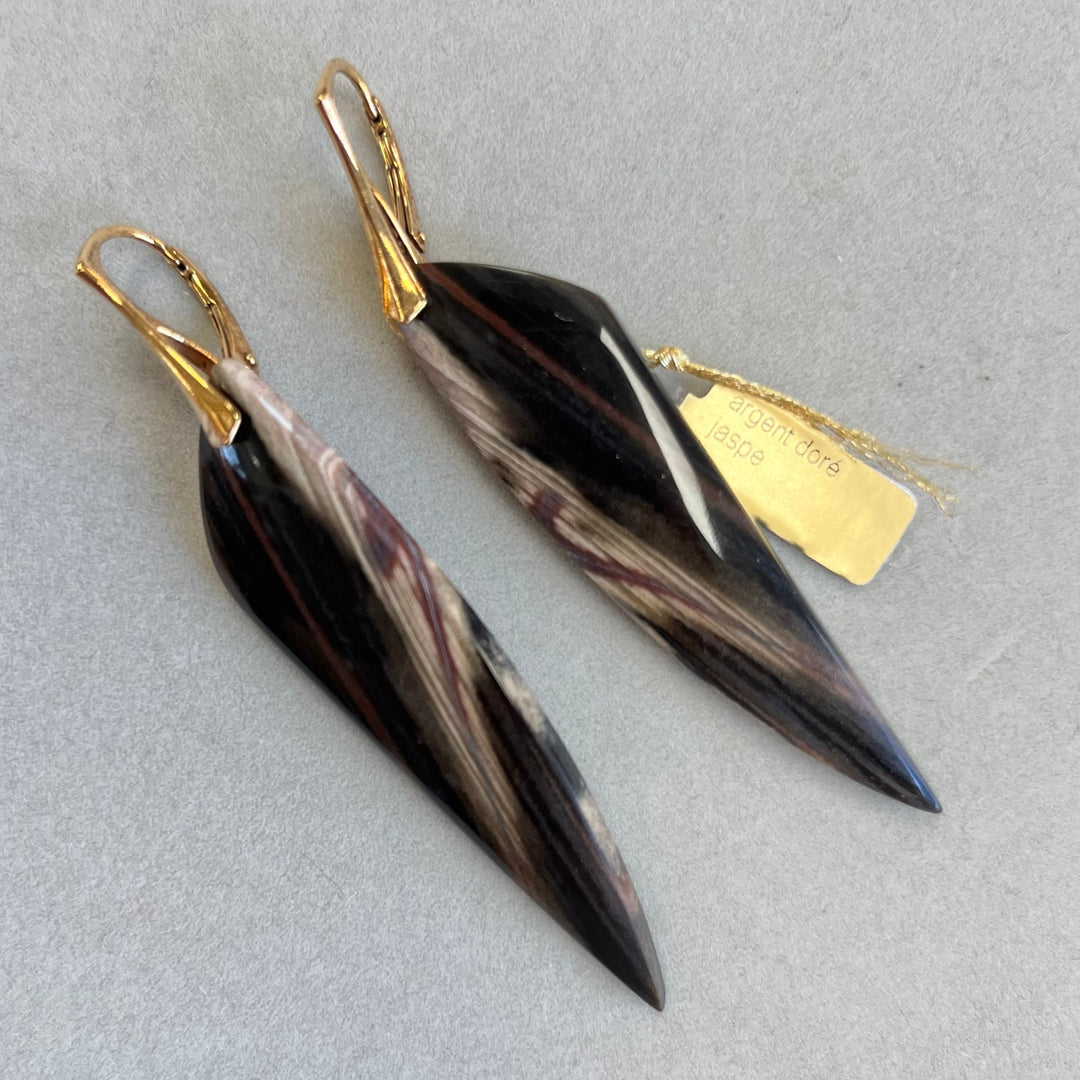 Earrings with jasper, in silver