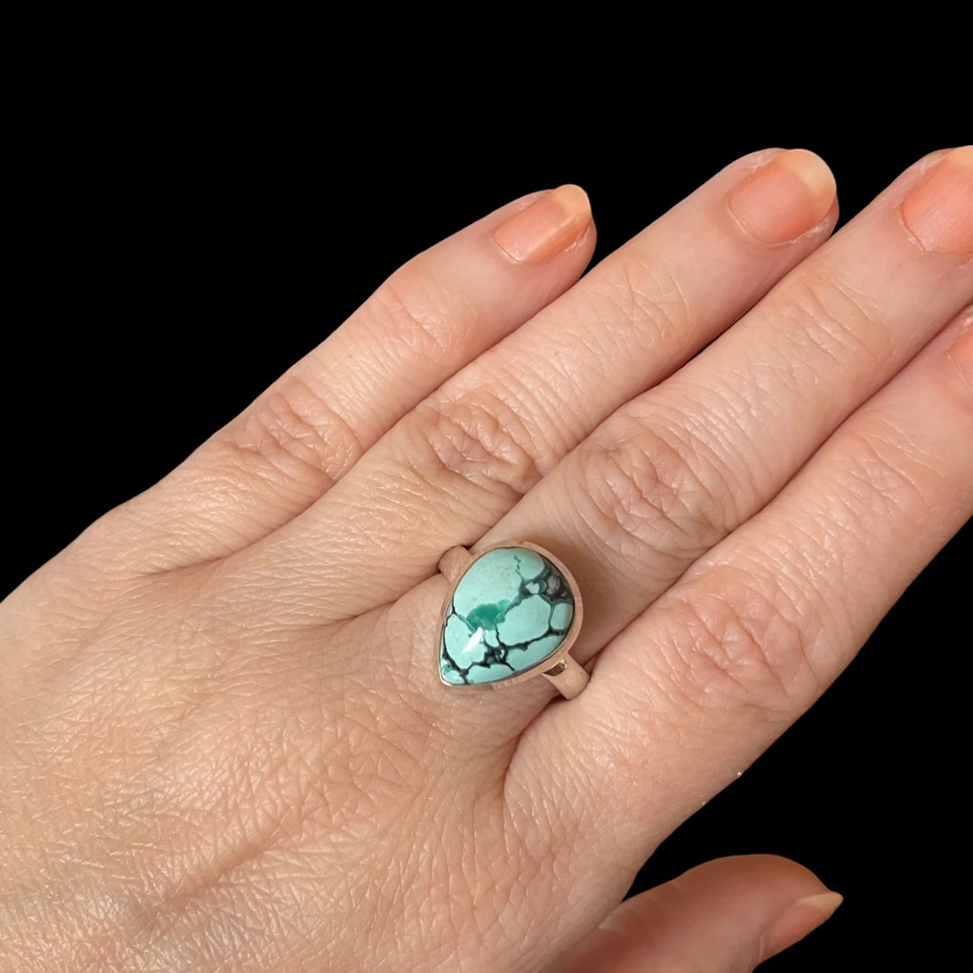 Silver turquoise ring - size 57 - BS030