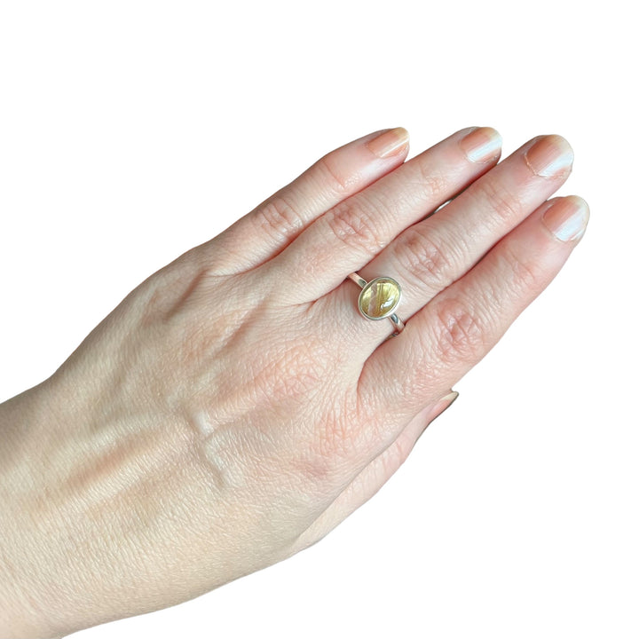 Silver ring with rutile quartz - size 57.5 - BS092