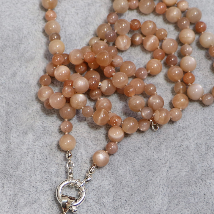 MALA moonstone necklace and stilbite and scolecite pendant