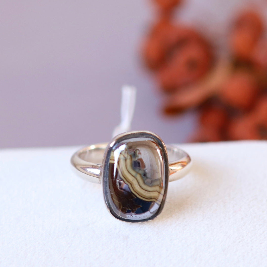 Silver schalenblende ring - size 56.5 - BS096