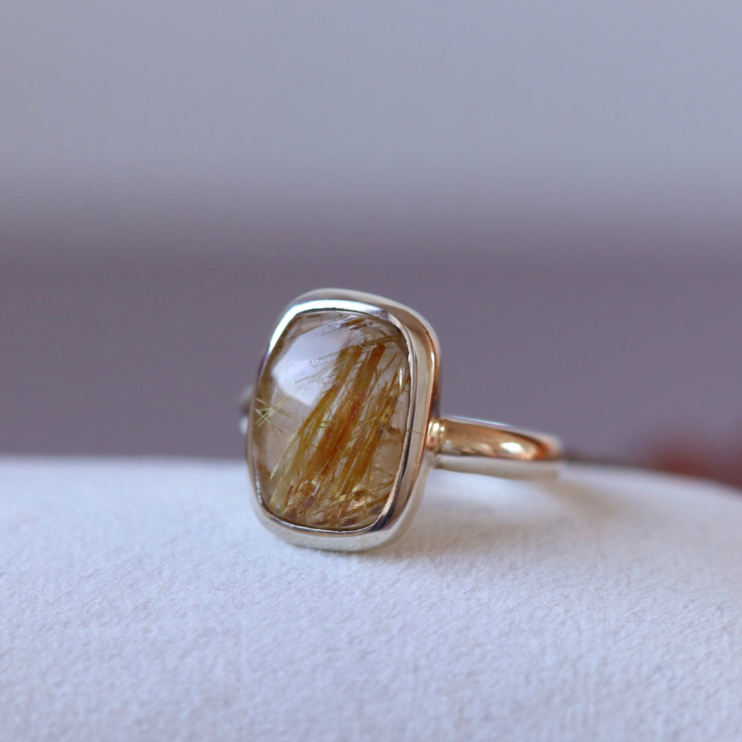 Silver ring with rutile quartz - size 56.5 - BS093