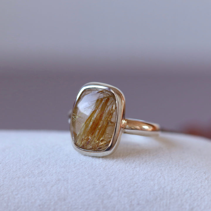 Silver ring with rutile quartz - size 56.5 - BS093