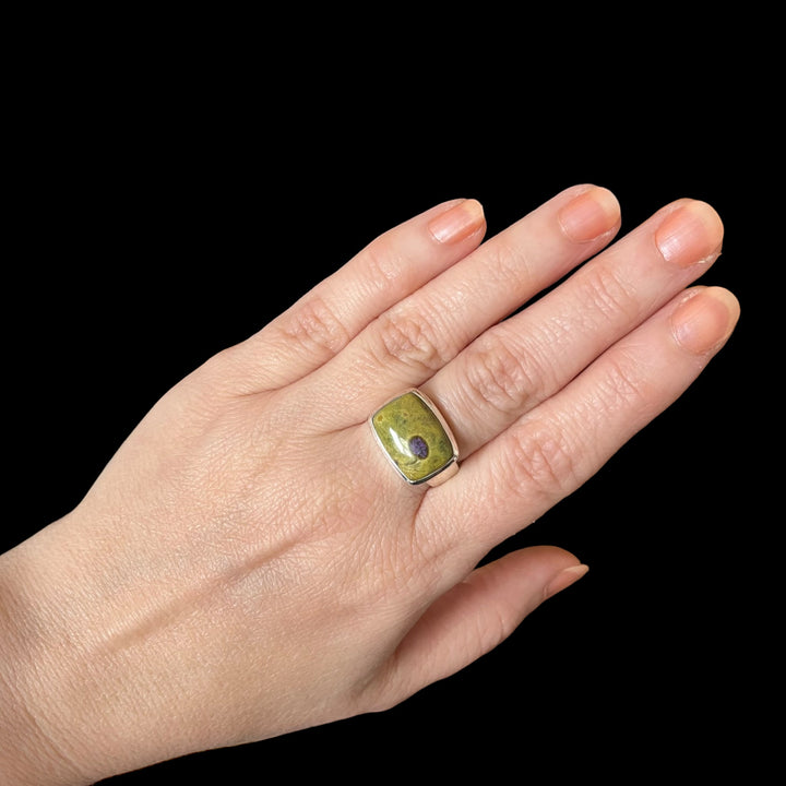 Silver ring with stichtite and serpentine - size 62 - BS071