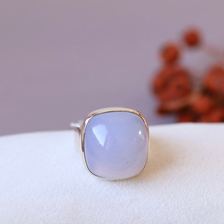 Silberner Chalcedonring – Größe 60 – BS055