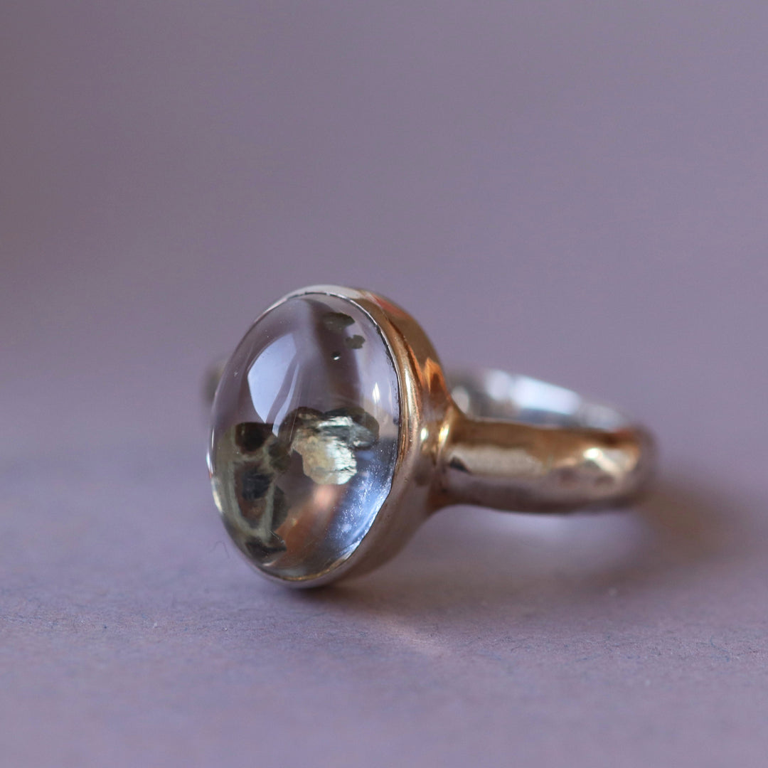 Silberring mit Pyritquarz - Größe 52 - BS002