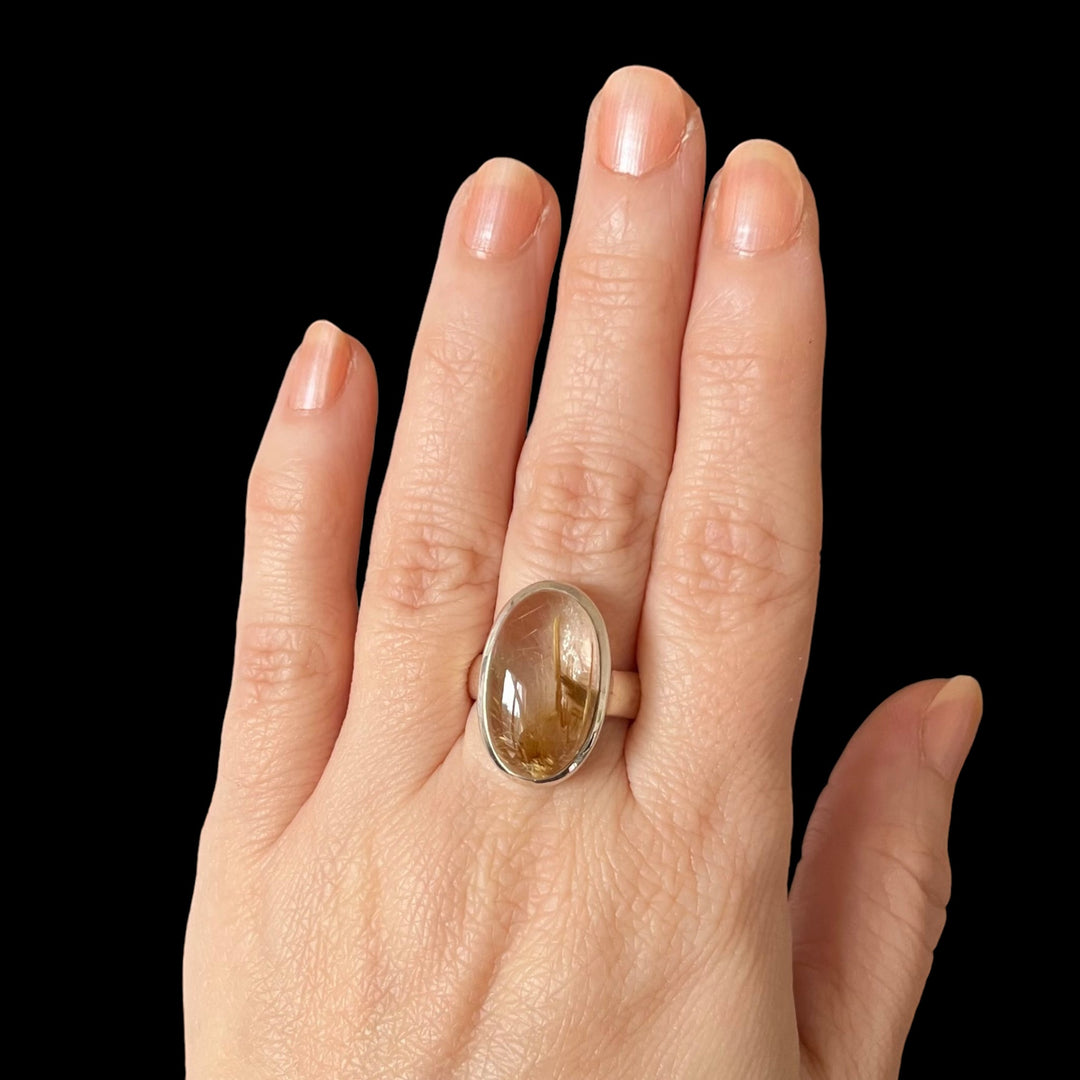 Silver ring with rutilated quartz - size 60 - BS012