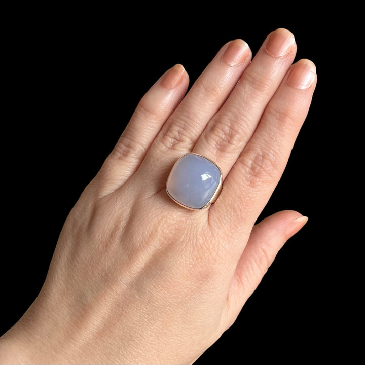 Silberner Chalcedonring – Größe 60 – BS055