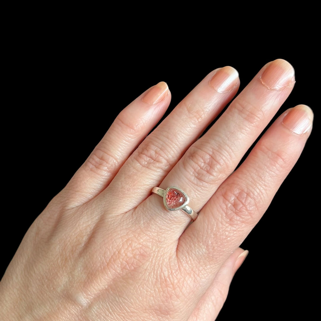 Silver ring with strawberry quartz - size 52 - BS113