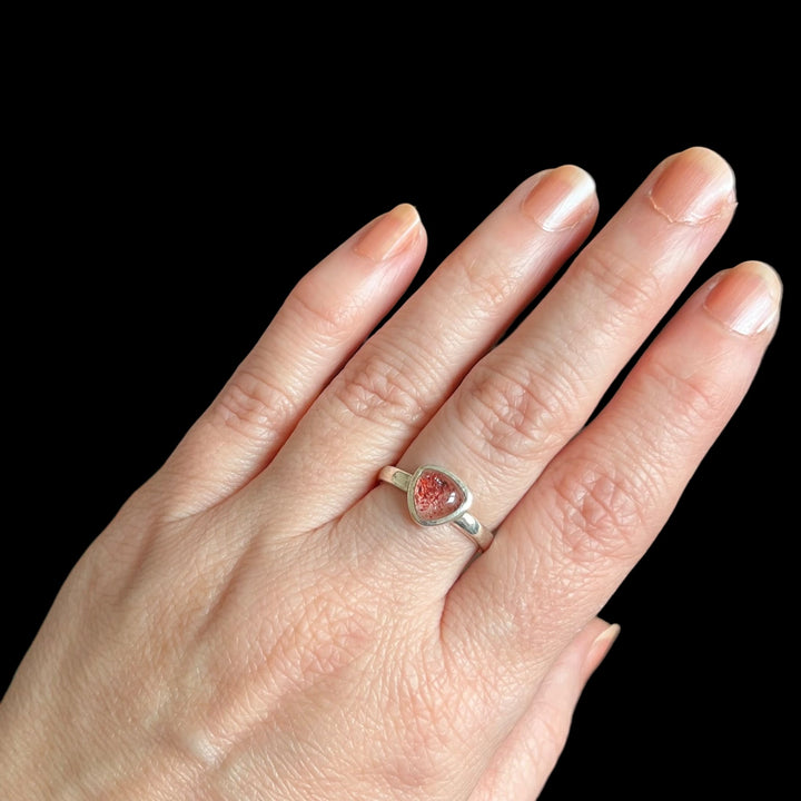Silver ring with strawberry quartz - size 52 - BS113