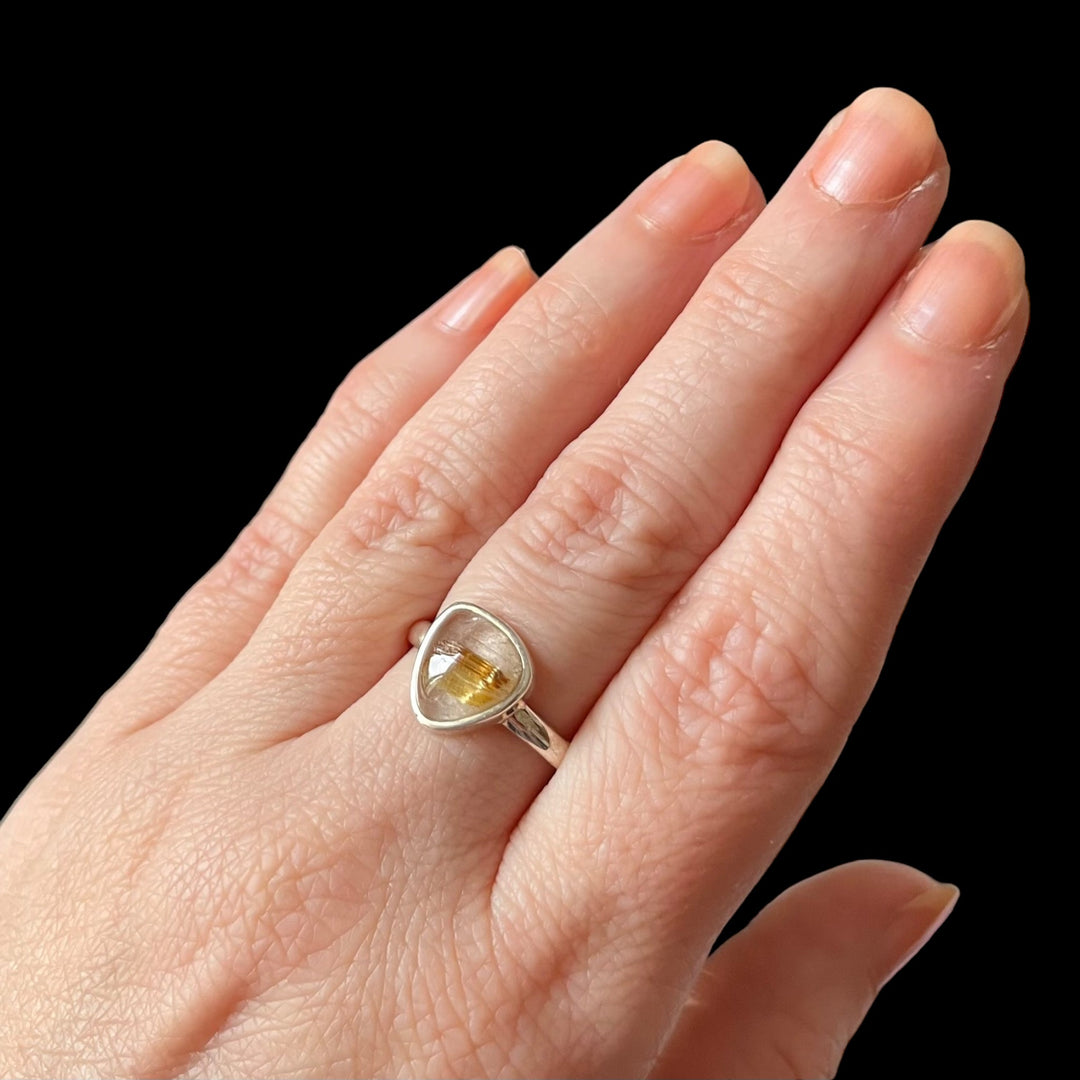 Silver ring with rutile quartz - size 61 - BS091