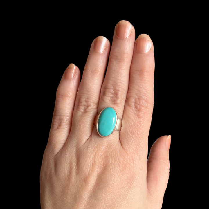 Silver ring with Mexican turquoise - size 60 - BS054