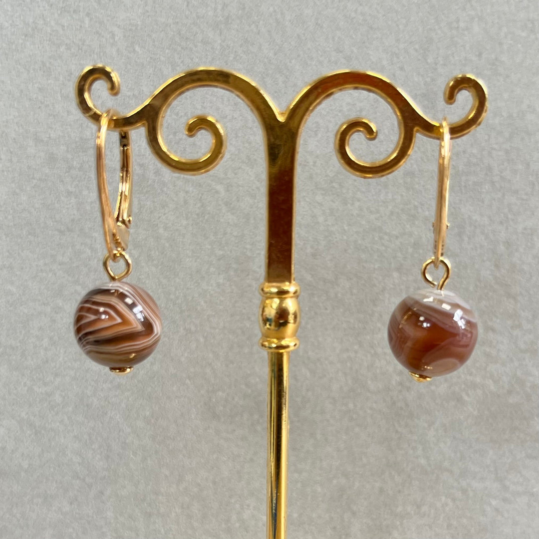 Earrings with agate, in silver
