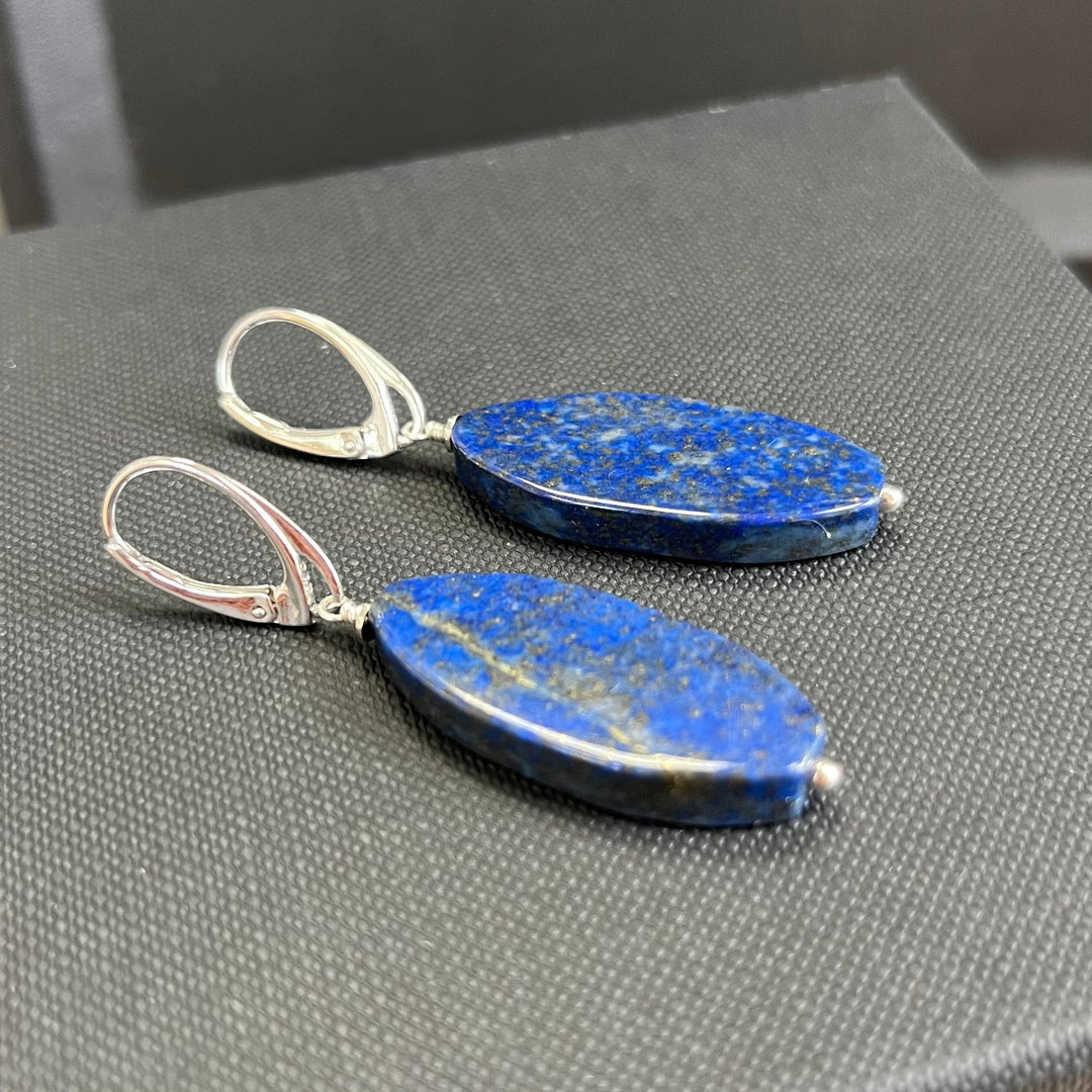 Earrings with lapis lazuli, in silver