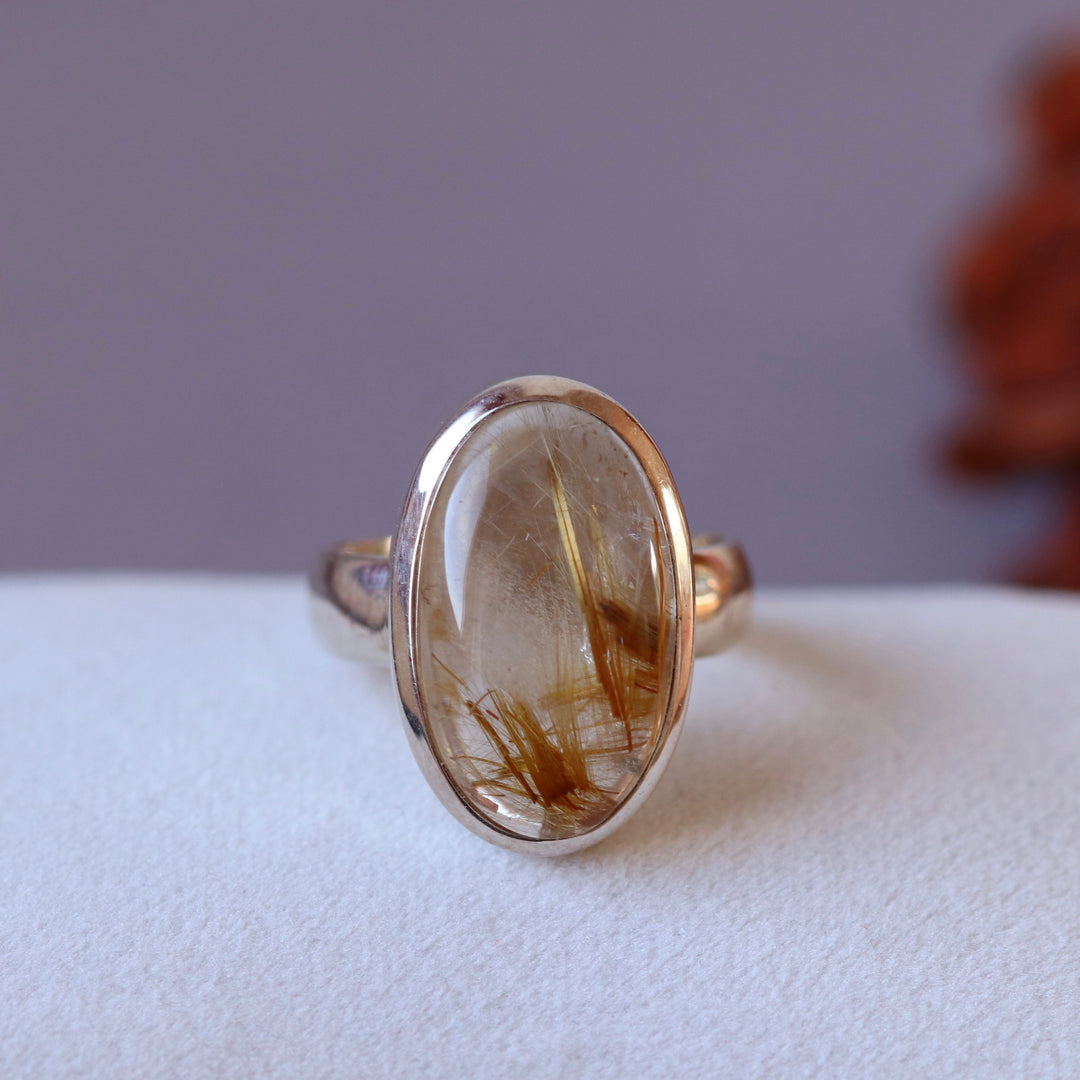 Silver ring with rutilated quartz - size 60 - BS012