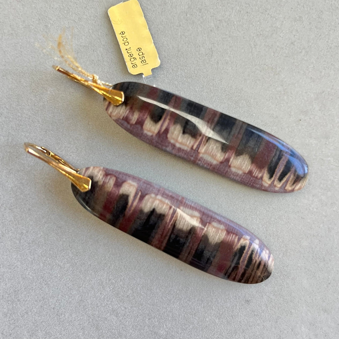 Earrings with jasper, in silver