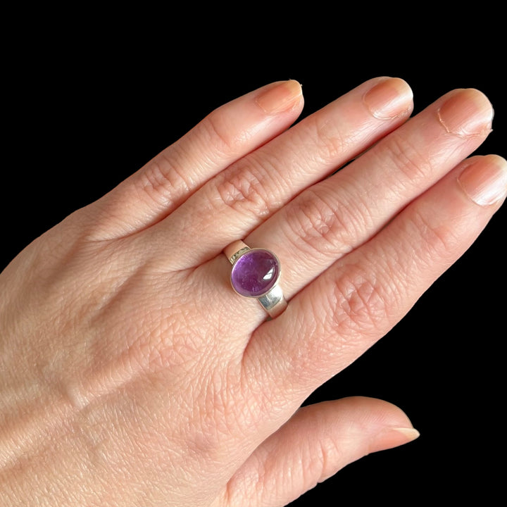Silberner Amethystring – Größe 60 – BS067