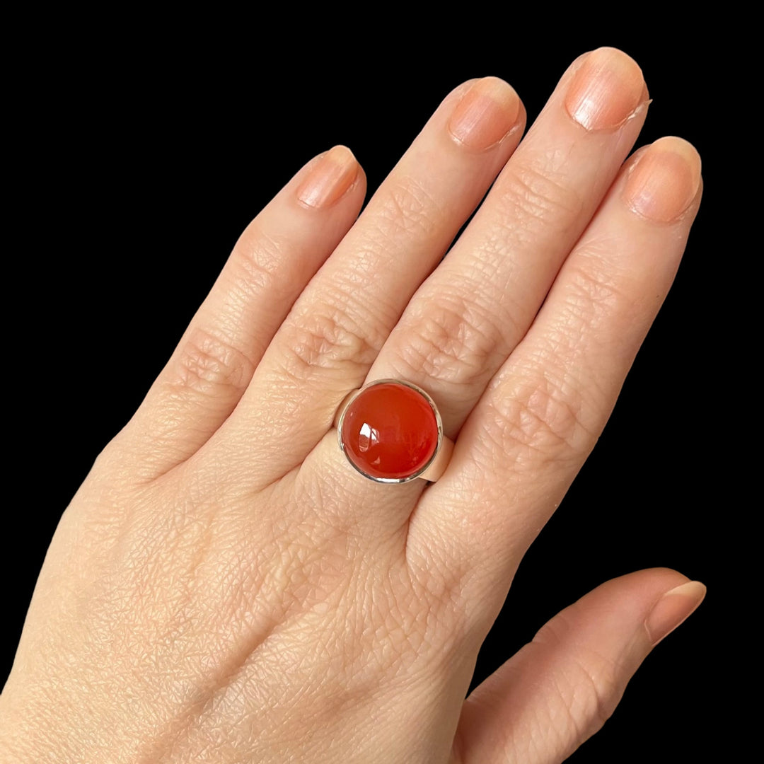 Silver carnelian ring - size 56 - BS076