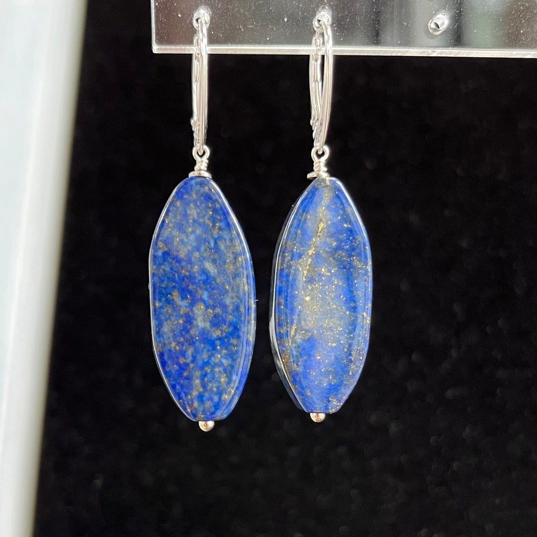 Earrings with lapis lazuli, in silver