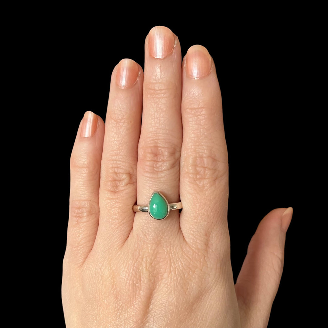 Silberner Chrysoprasring – Größe 59 – BS102