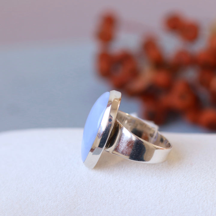 Silberner Chalcedonring – Größe 60 – BS063