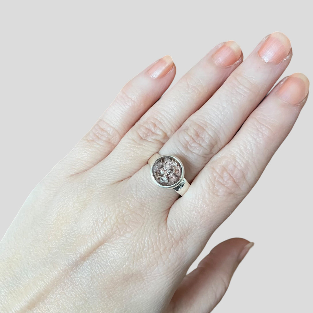 Silver ring with lodolite quartz - size 57 - BS056