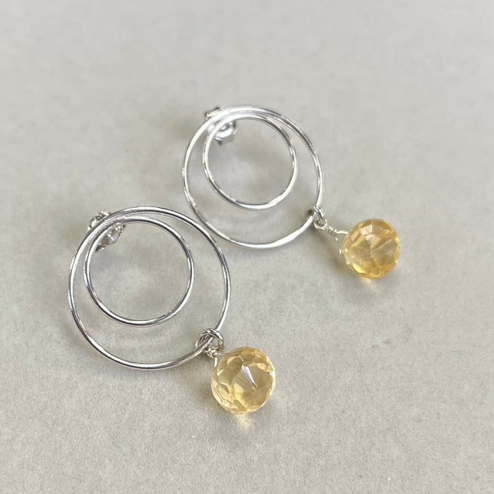 Silver earrings with citrine, in silver