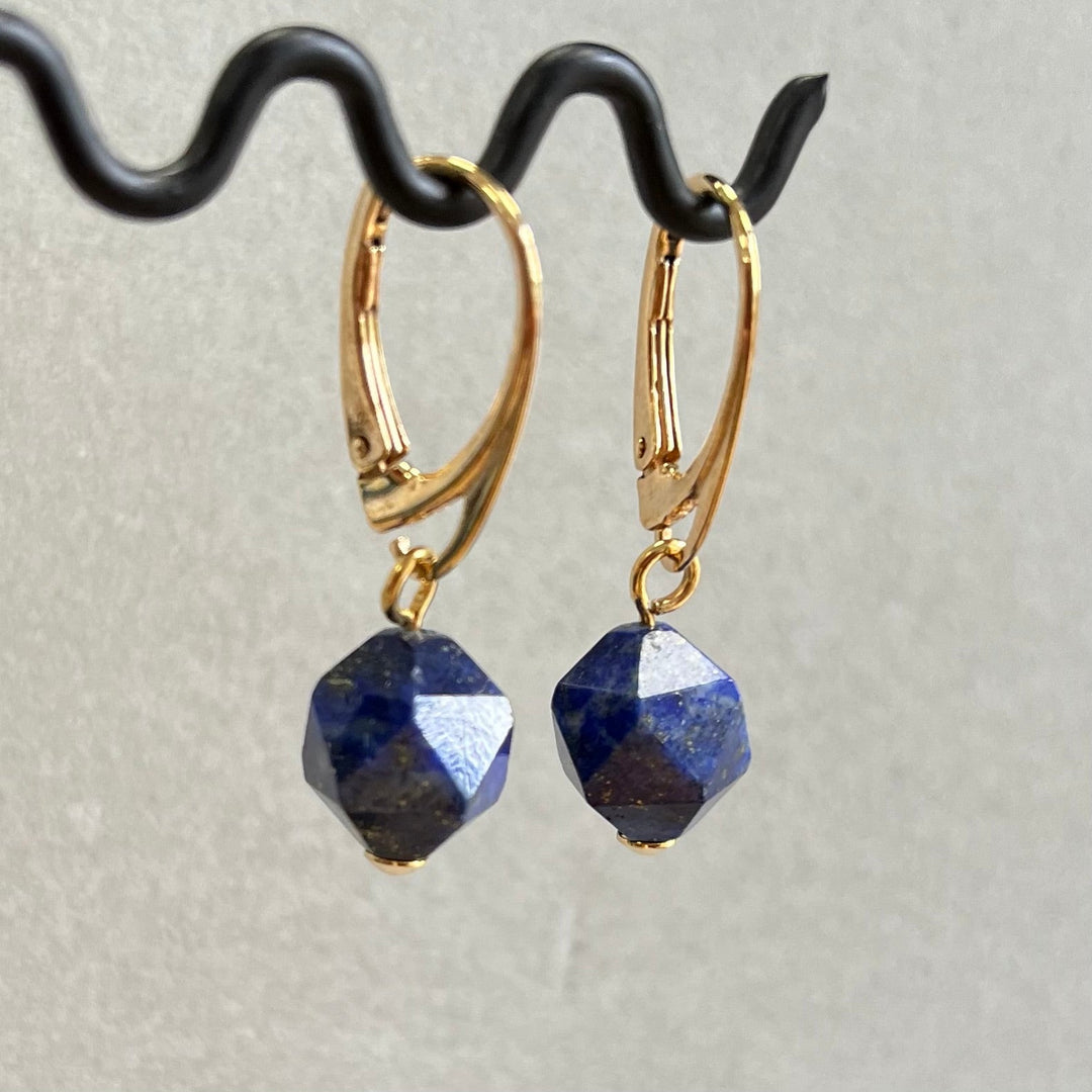 Earrings with lapis lazuli, in silver