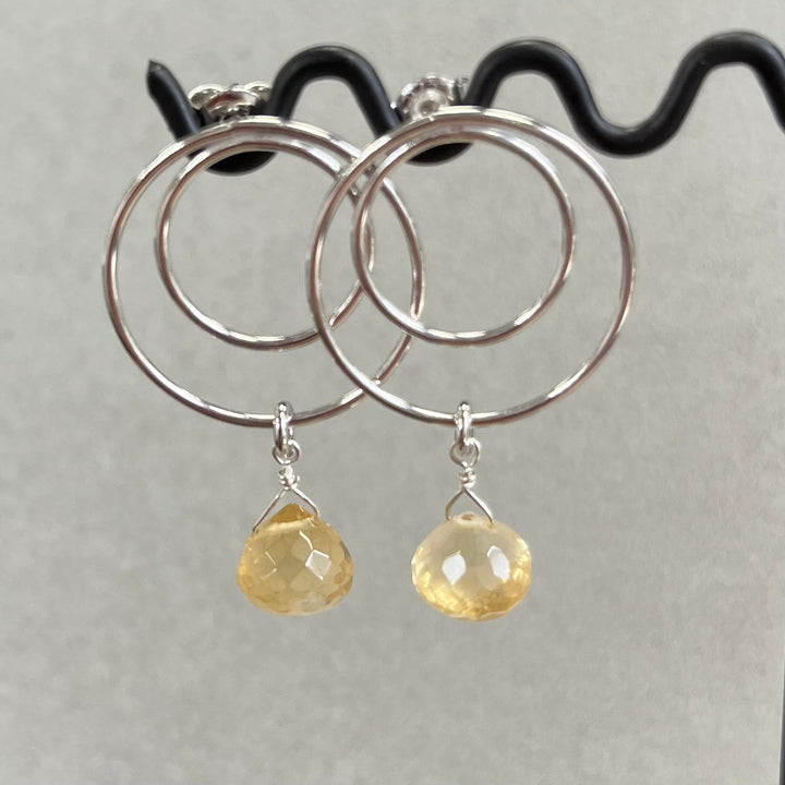 Silver earrings with citrine, in silver