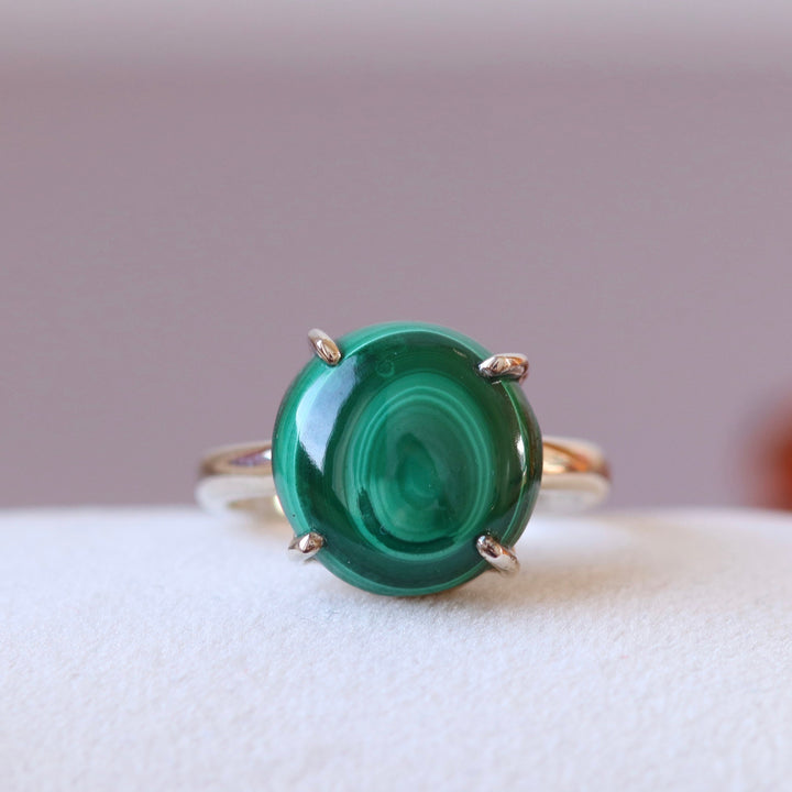 Silberring mit Malachit - Größe 59 - BS114