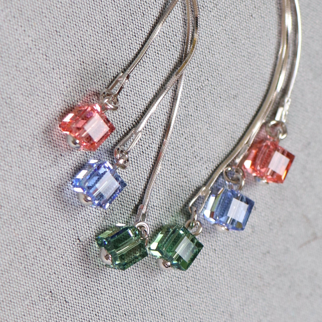 Boucles d'oreilles avec cristaux Swarovski, argent rhodié, cristal, CANDICE, Modèle A