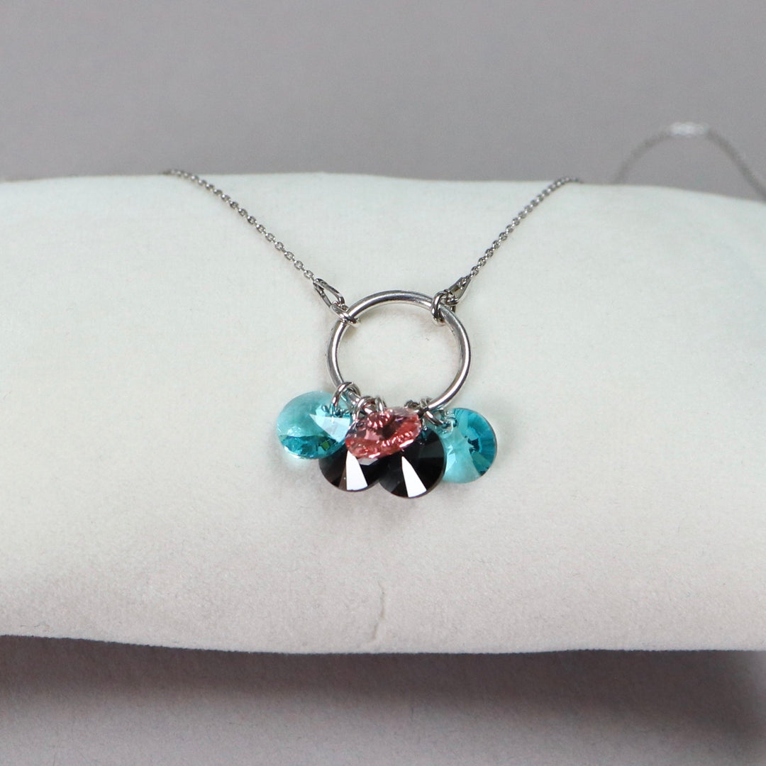 Collier avec cristaux Swarovski, argent rhodié, CONFETTIS